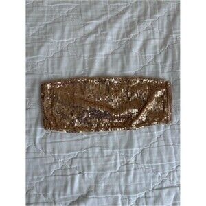 Express Gold Sequin Strapless Bandeau